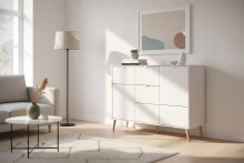 Sideboard >Soma< in weiß / Dekor Eiche - 115x91x40cm (BxHxT)