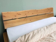 Massivholzbett >BE-0880< Kiefer eichefarbig honig gebeizt & geölt - 162x85x216 (BxHxT)