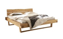 Massivholzbett >BE-0880< Kiefer eichefarbig honig...