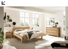 Massivholzbett >BE-0880< Kiefer eichefarbig honig...