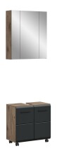 Badezimmer-Set >Ice< in Nox Oak Dekor / Schwarz - 60x185x30cm (BxHxT)