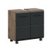 Waschbeckenunterschrank >Ice< in Nox Oak Dekor / Schwarz - 60x58x30cm (BxHxT)