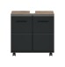 Waschbeckenunterschrank >Ice< in Nox Oak Dekor / Schwarz - 60x58x30cm (BxHxT)