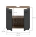 Waschbeckenunterschrank >Ice< in Nox Oak Dekor / Schwarz - 60x58x30cm (BxHxT)