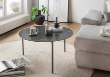 Couchtisch >Carlo< in schwarz, Keramik & Metall - 46x82cm (HxD)