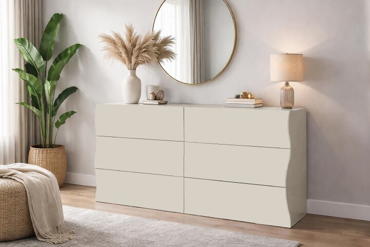 Sideboard >ONDA< in matt Kaschmir - 155,1x81,5x40 (BxHxT)
