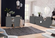 Sideboard >ONDA< in Matt Anthrazit, Holzwerkstoff - 155,1x81,5x40cm (BxHxT)