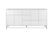 Sideboard >Soma< in weiß / Dekor Eiche, Holzwerkstoff - 190x90x40cm (BxHxT)