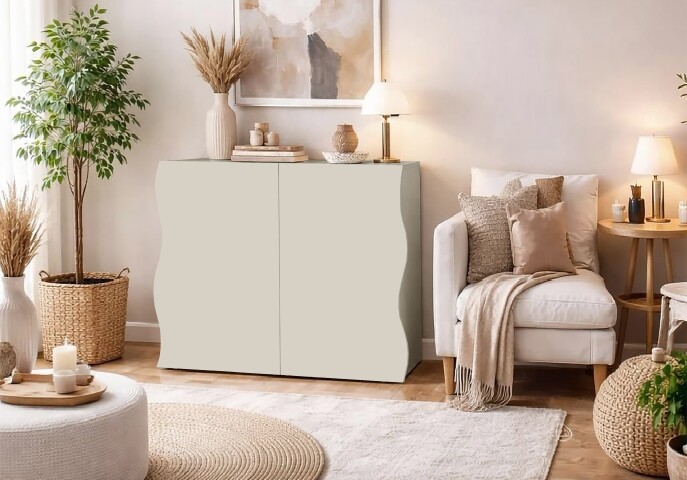 Kommode >ONDA< in matt Kaschmir, Holzwerkstoff - 89,7x81,7x40cm (BxHxT)