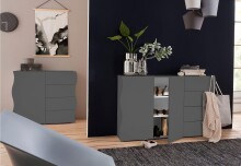 Kommode >ONDA< in matt anthrazit, Holzwerkstoff - 89,7x81,7x40 (BxHxT)