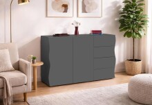 Sideboard >ONDA< in Matt Anthrazit, Holzwerkstoff -...