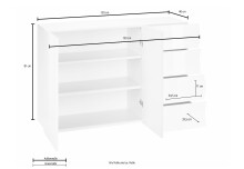 Sideboard >ONDA< in Matt Anthrazit, Holzwerkstoff - 129,7x81,2x40cm (BxHxT)