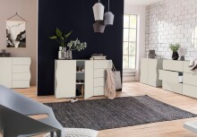 Sideboard >ONDA< in Matt Kaschmir, Holzwerkstoff - 129,7x81,2x40cm (BxHxT)