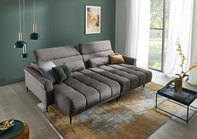 Big-Sofa >Wolve< 2x elektr. Verstellung, Aragon dunkelgrau - 280x108x118cm (BxHxT)