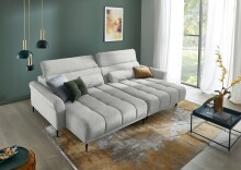 Ecksofa >Wolve< elektr. Sitzverstellung, Aragon silbergrau - 277x108x179cm (BxHxT)