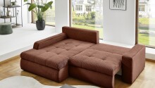 Polsterecke >Luno< Stauraum+Schlaffunktion, Cord rost - 241x89x175cm (BxHxT)
