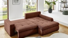 Polsterecke >Luno< Stauraum+Schlaffunktion, Cord rost - 241x89x175cm (BxHxT)