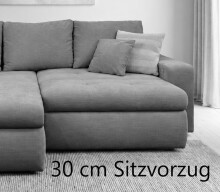 Polsterecke >Luno< elektr. Sitztiefenverstellung, Cord rost - 241x89x175cm (BxHxT)