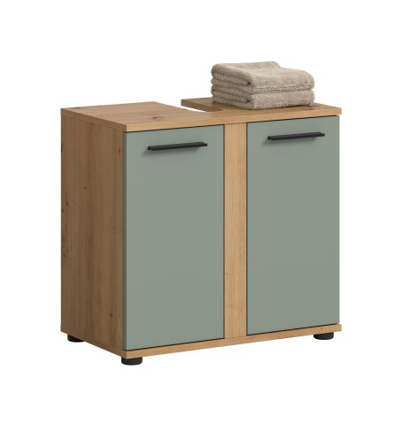 Waschbeckenunterschrank >Blake< in Artisan Eiche Nachbildung/Salbei