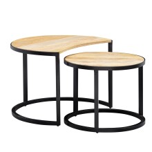 Satztisch >WL6.338< (2-teilig.) in Mango / Schwarz - 60x41x41 (BxHxT)