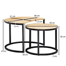 Satztisch >WL6.338< (2-teilig.) in Mango / Schwarz - 60x41x41 (BxHxT)