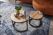 Satztisch >WL6.338< (2-teilig.) in Mango / Schwarz - 60x41x41 (BxHxT)