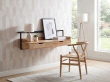 Schreibtisch >WL7.440< hängend, in Akazie / schwarz - 120x37x38 (BxHxT)