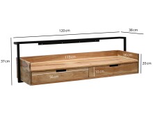 Schreibtisch >WL7.440< hängend, in Akazie / schwarz - 120x37x38 (BxHxT)