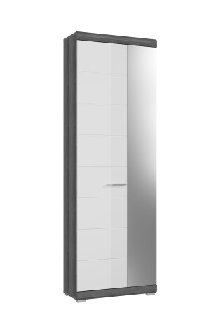 Garderobenschrank >Scout< in Rauchsilber/Weiß hochglanz - 62x197x37cm (BxHxT)