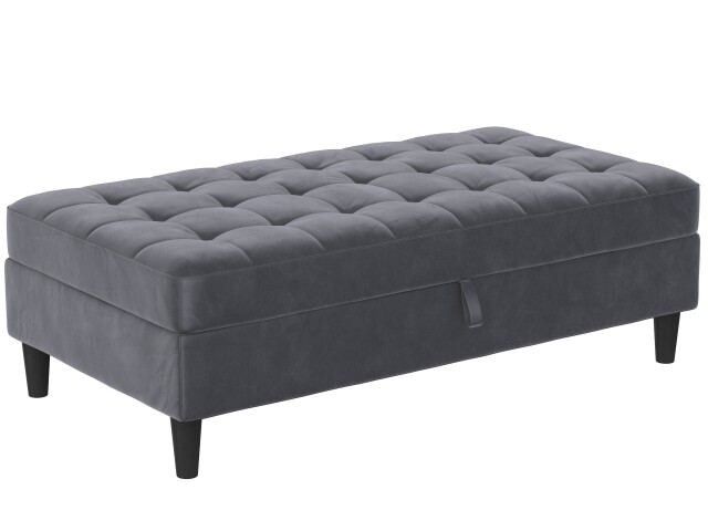 Hocker >Palermo< mit Stauraum, in anthrazit, Samt - 130x43x69cm (BxHxT)