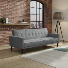 Schlafsofa >Aarhus< in Grau, Cord - 213x81x86cm (BxHxT)