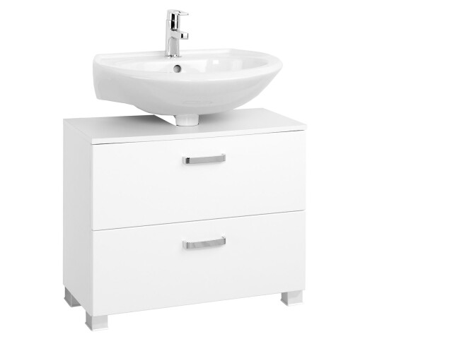 Waschbeckenunterschrank >Bologna II< in Weiß aus MDF - 70x54x35cm (BxHxT)