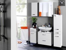 Waschbeckenunterschrank >Bologna II< in Weiß aus MDF - 70x54x35cm (BxHxT)