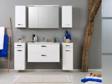 Unterschrank >Bologna< in Weiß Hochglanz aus MDF - 30x79x35cm (BxHxT)