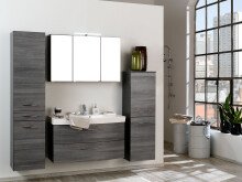 Waschtisch-Set >Graphit< in Dekor Eiche rauchsilber aus MDF - 100x54x47 (BxHxT)