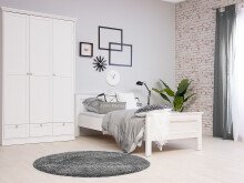 Bett >Landsted< in Weiß - 106,5x80x209cm (BxHxT)