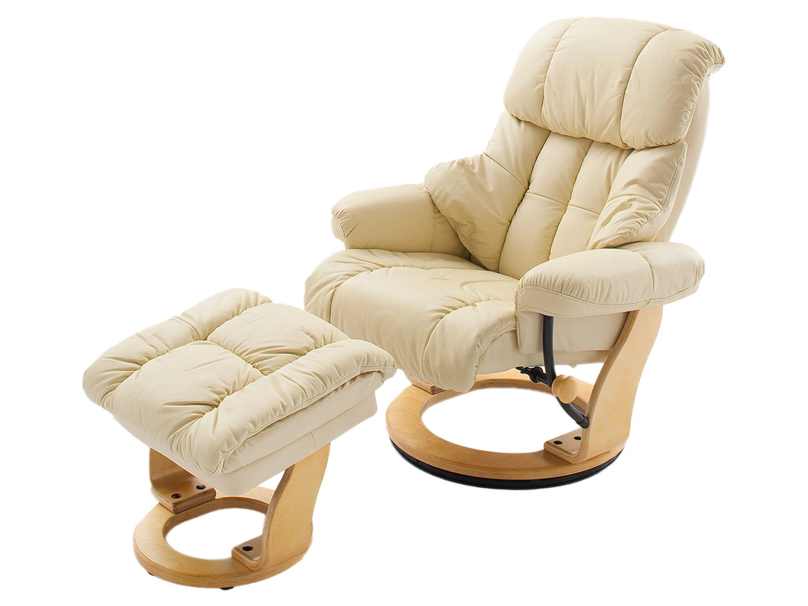 Relaxsessel Carl I in Creme mit Holzgestell Natur